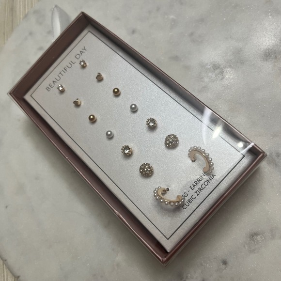 BEAUTIFUL DAY Jewelry - Beautiful Day Earring Set Stud Gift Cubic Zirconia Faux Pearl 7 Pair New Jewelry